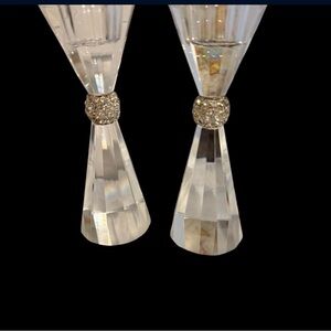 Z Gallerie Crystal Candle Holders with Gold Accents two sets total four